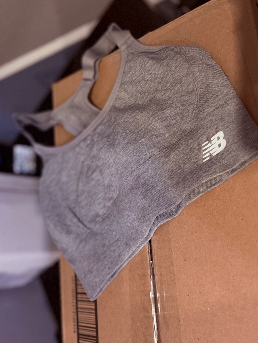 New Balance Women's Heather Gray Seamless Racerback Sports Bra